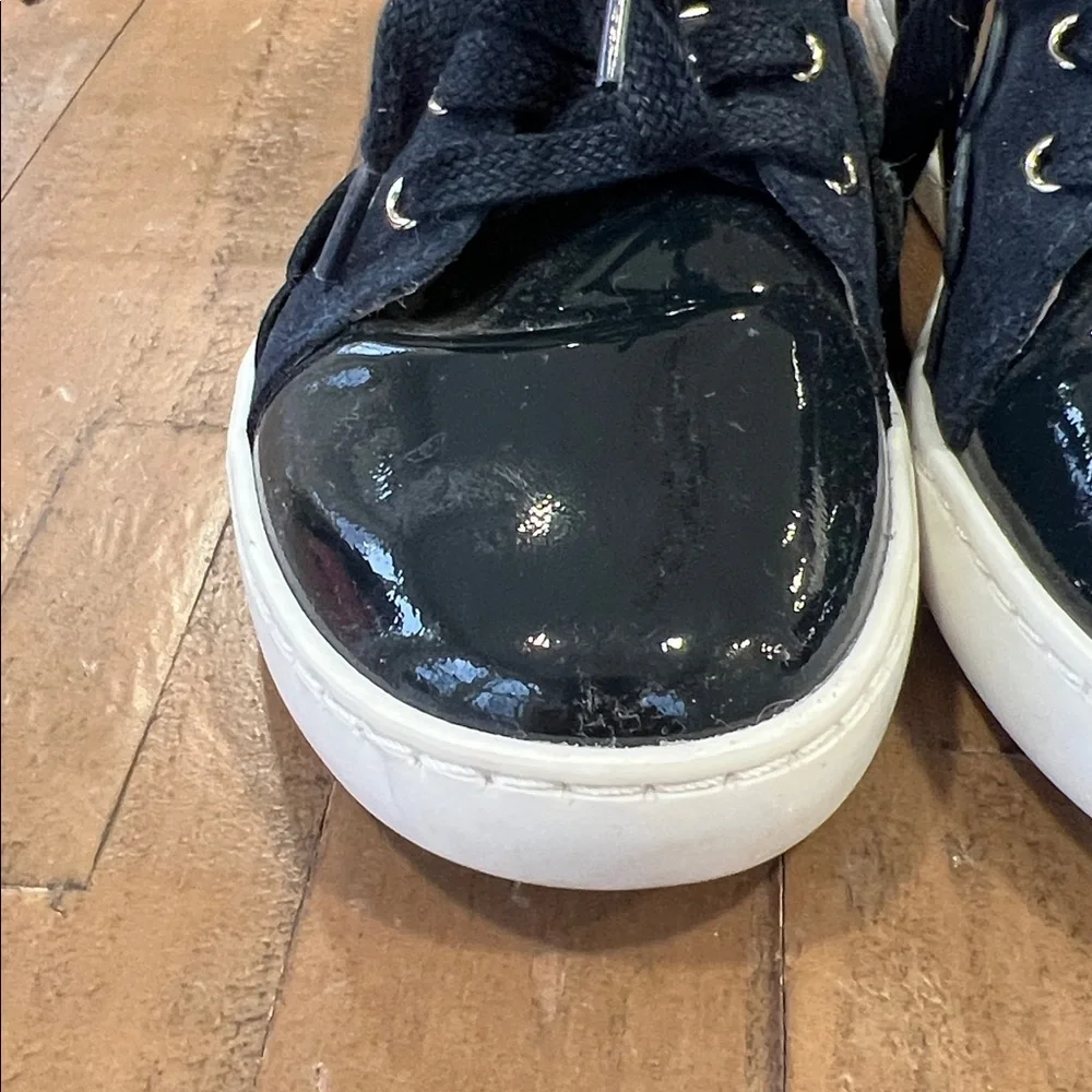 Jacadi navy patent leather high top sneakers girls 31 US 13 scalloped detail